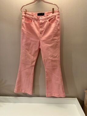 Veronica Beard Jeans Pink High Rise Flare Jeans Size 31 Made in LA